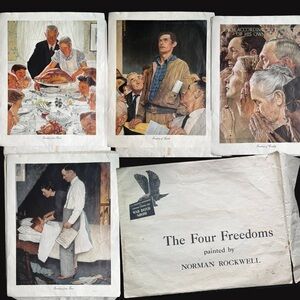 Vtg Norman Rockwell Four Freedoms 1943 WWII War Bond Posters Rare Collectible